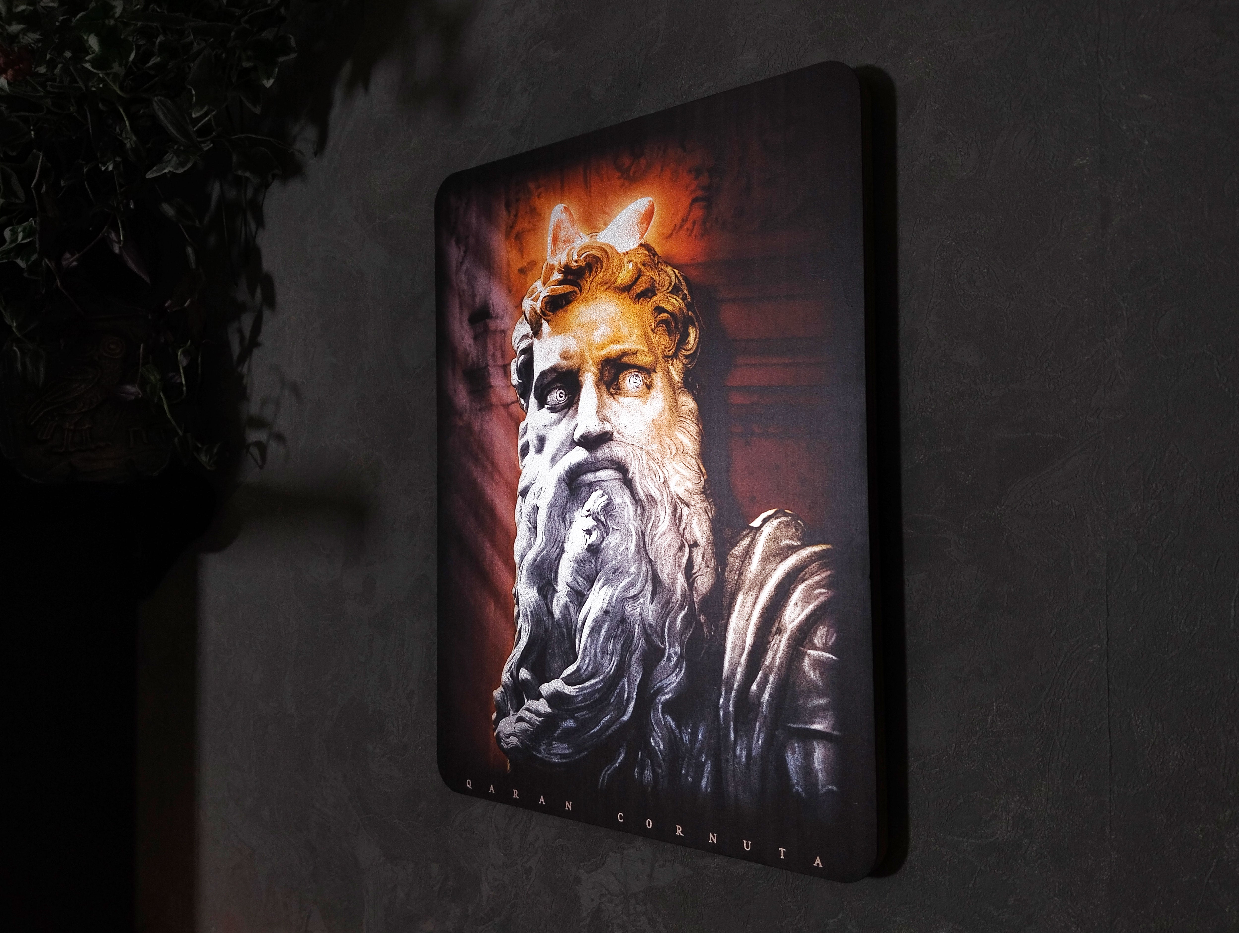 Moses Classical Wall Art | Michelangelo Inspired Decor l Qaran Cornuta