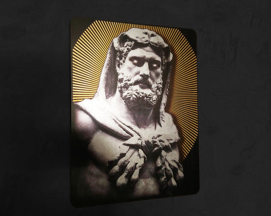 Hercules God of Strength and Heroes - Handmade Wall Art Decor Wooden MDF 8mm Silver Leafs Design Greek Mythology Roman MUST check out Video