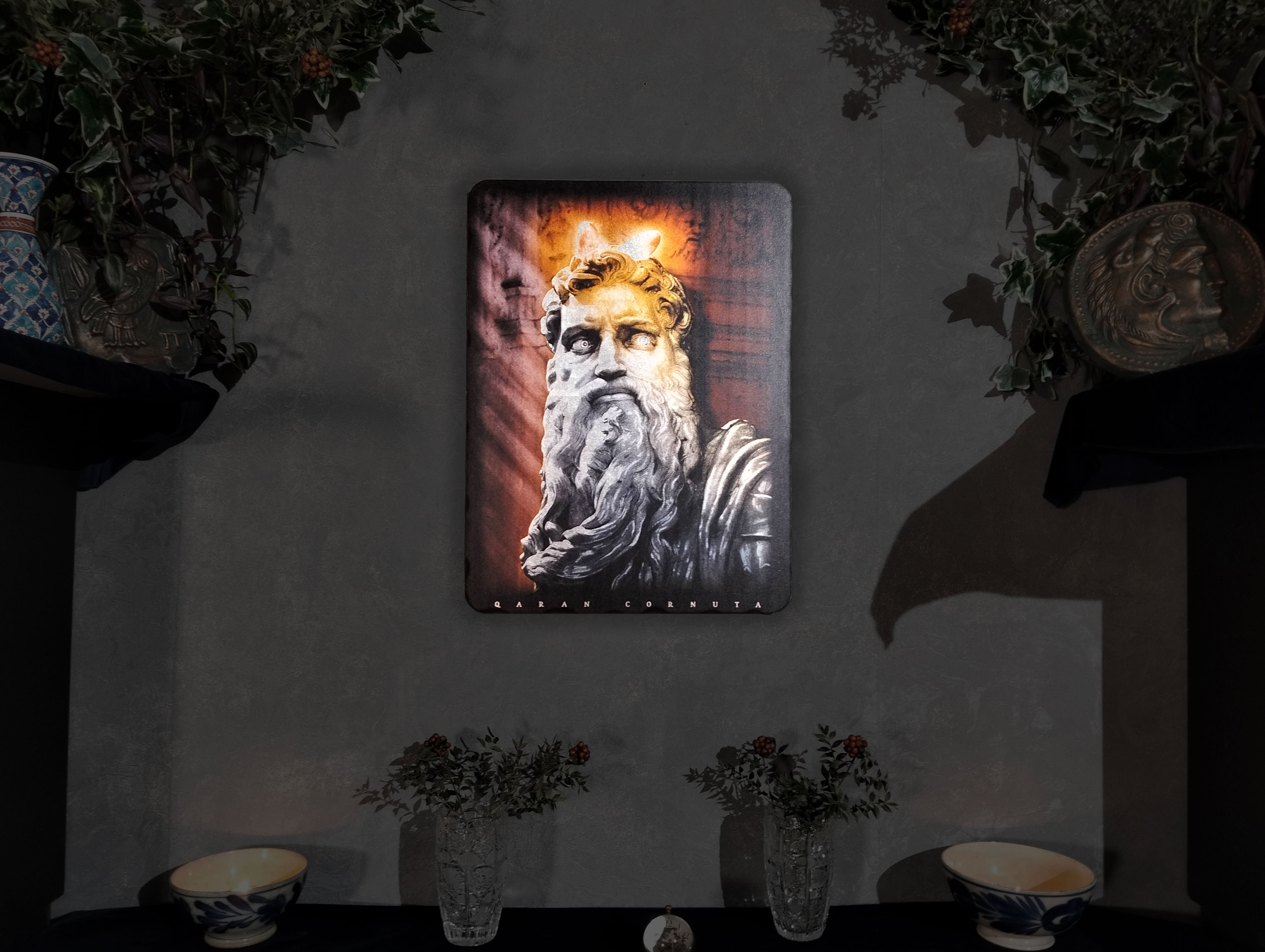 Moses Classical Wall Art | Michelangelo Inspired Decor l Qaran Cornuta