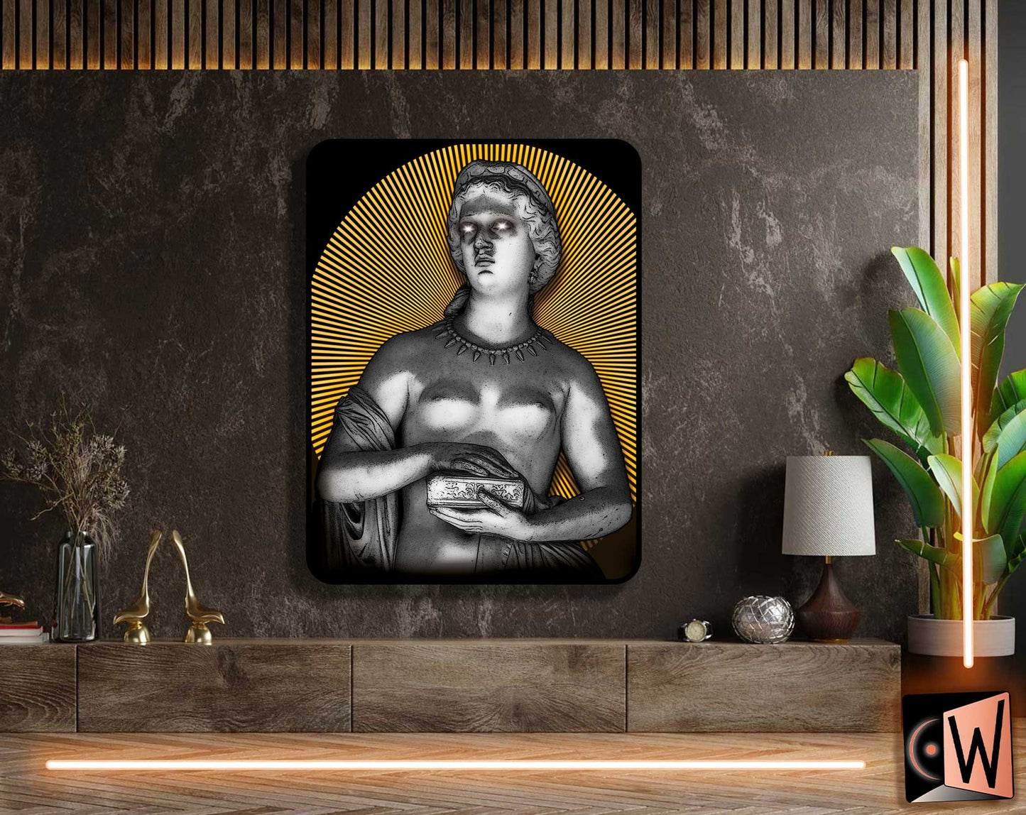 Pandora the First Woman - Handmade Wall Art Decor - Wooden MDF 8mm - Silver Leafs Design Greek Mythology Roman Religion MUST check out Video