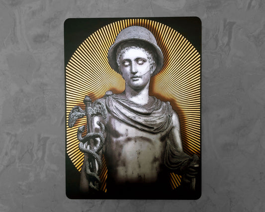 Hermes the God of Communication - Handmade Wall Art Decor - Wooden MDF 8mm Silver Leafs Design - Greek Mythology Roman MUST check out Video