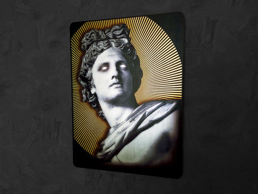 Apollo the God of Sunlight - Handmade Wall Art Decor  Wooden MDF 8mm Silver Leafs Design Greek Mythology Roman Religion MUST check out Video