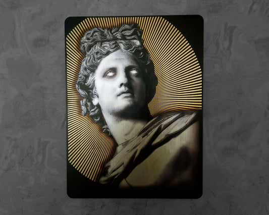 Apollo the God of Sunlight - Handmade Wall Art Decor  Wooden MDF 8mm Silver Leafs Design Greek Mythology Roman Religion MUST check out Video