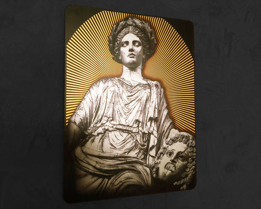 Melpomene - the Muse of Tragedy Handmade Wall Art Decor - Wooden MDF 8mm - Silver Leafs Design Greek Mythology Roman - MUST check out Video