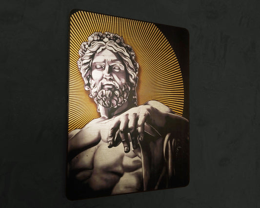 Statue of Zeus at Olympia - Handmade Wall Art Decor - Wooden MDF 8mm-Silver Leafs Design Greek Mythology Roman Religion MUST check out Video