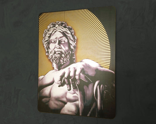 Statue of Zeus at Olympia - Handmade Wall Art Decor - Wooden MDF 8mm-Silver Leafs Design Greek Mythology Roman Religion MUST check out Video