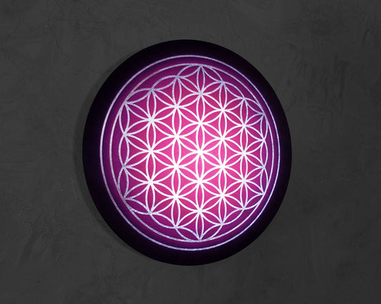 The Flower of Life - Sacred Geometry -Handmade Wall Art Wooden MDF 8mm Gold or Silver Leaf Design Yoga Zen Decor Boho Home Chakra Symbols