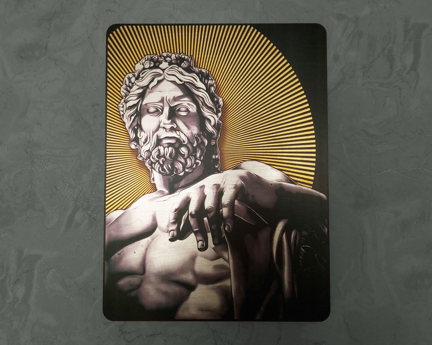 Statue of Zeus at Olympia - Handmade Wall Art Decor - Wooden MDF 8mm-Silver Leafs Design Greek Mythology Roman Religion MUST check out Video