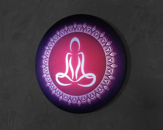 Lotus Pose - Padmasana Mystic Purple Handmade Wall Art Wooden MDF 8mm Gold or Silver Leaf Design Yoga Zen Decor Boho Home Chakra Symbols