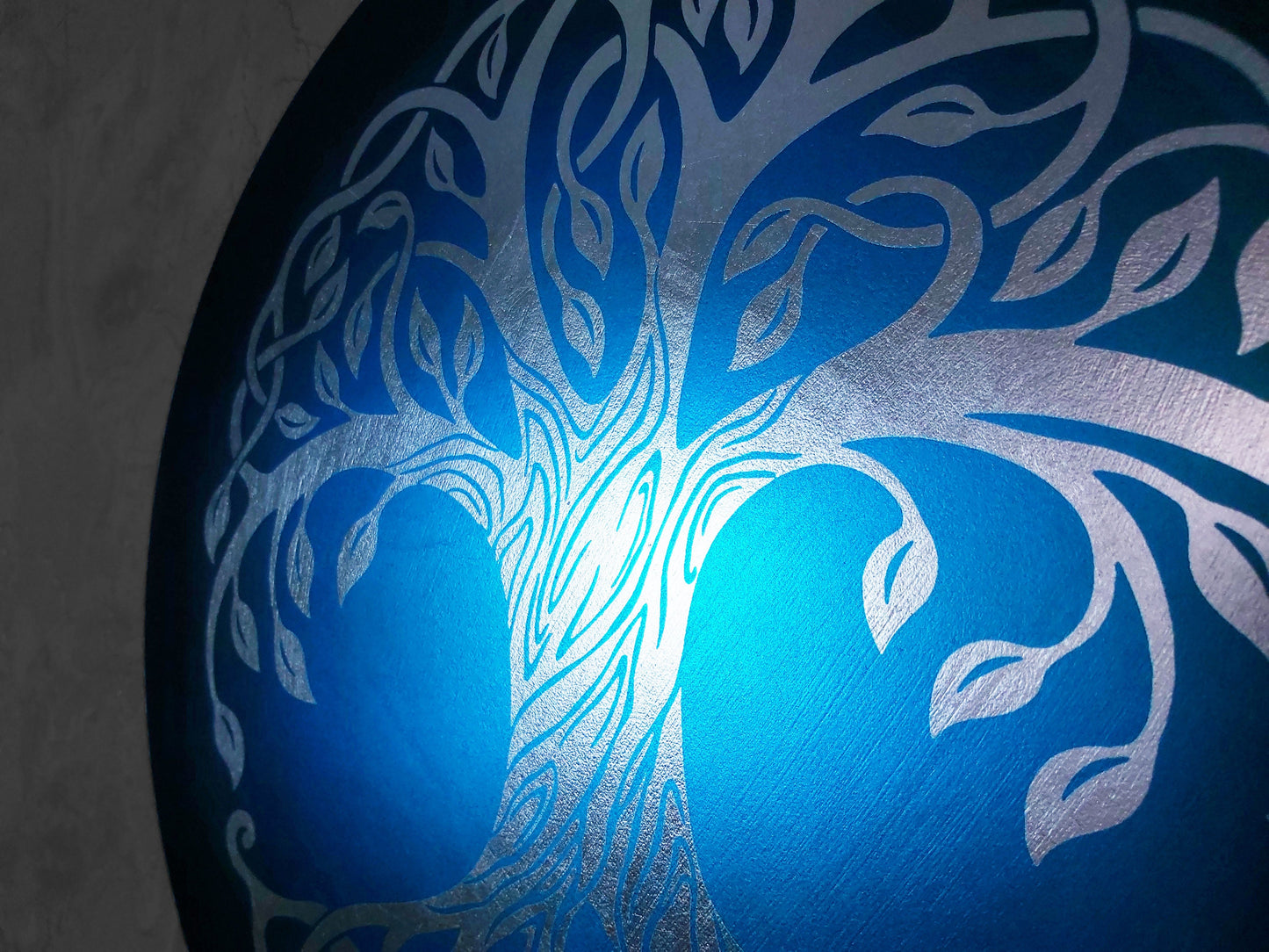 Yggdrasill - the Tree of Life - Sacred Tree - Handmade Wall Art Wooden MDF 8mm Gold or Silver Leaf Design  Mid Century Modern Cool Blue