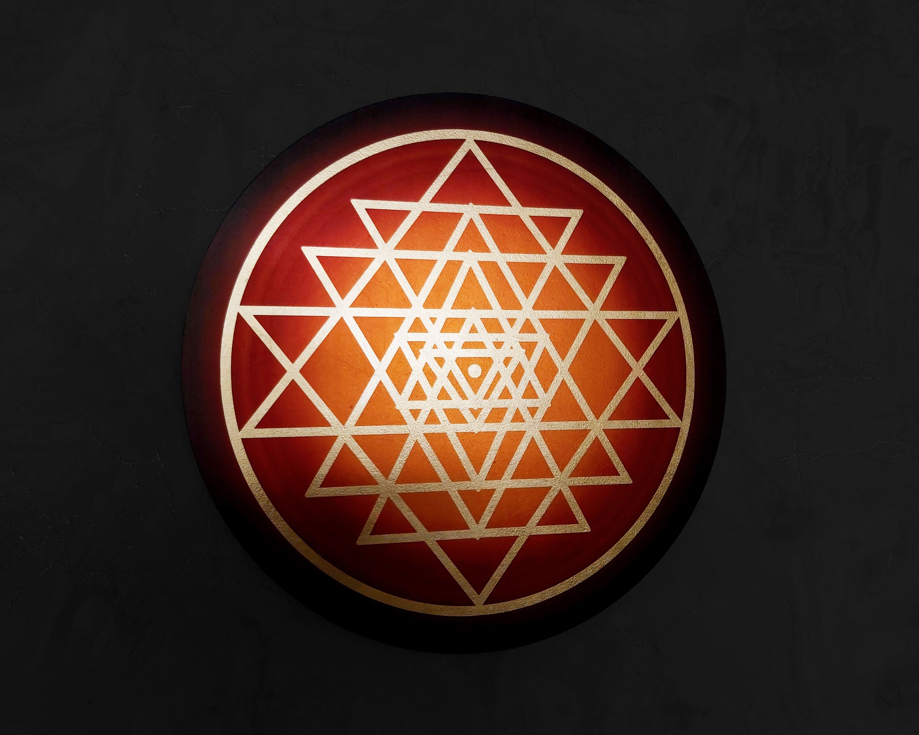 the Sri Yantra Sacred Geometry Handmade Wall Art Wooden MDF 8mm Gold o